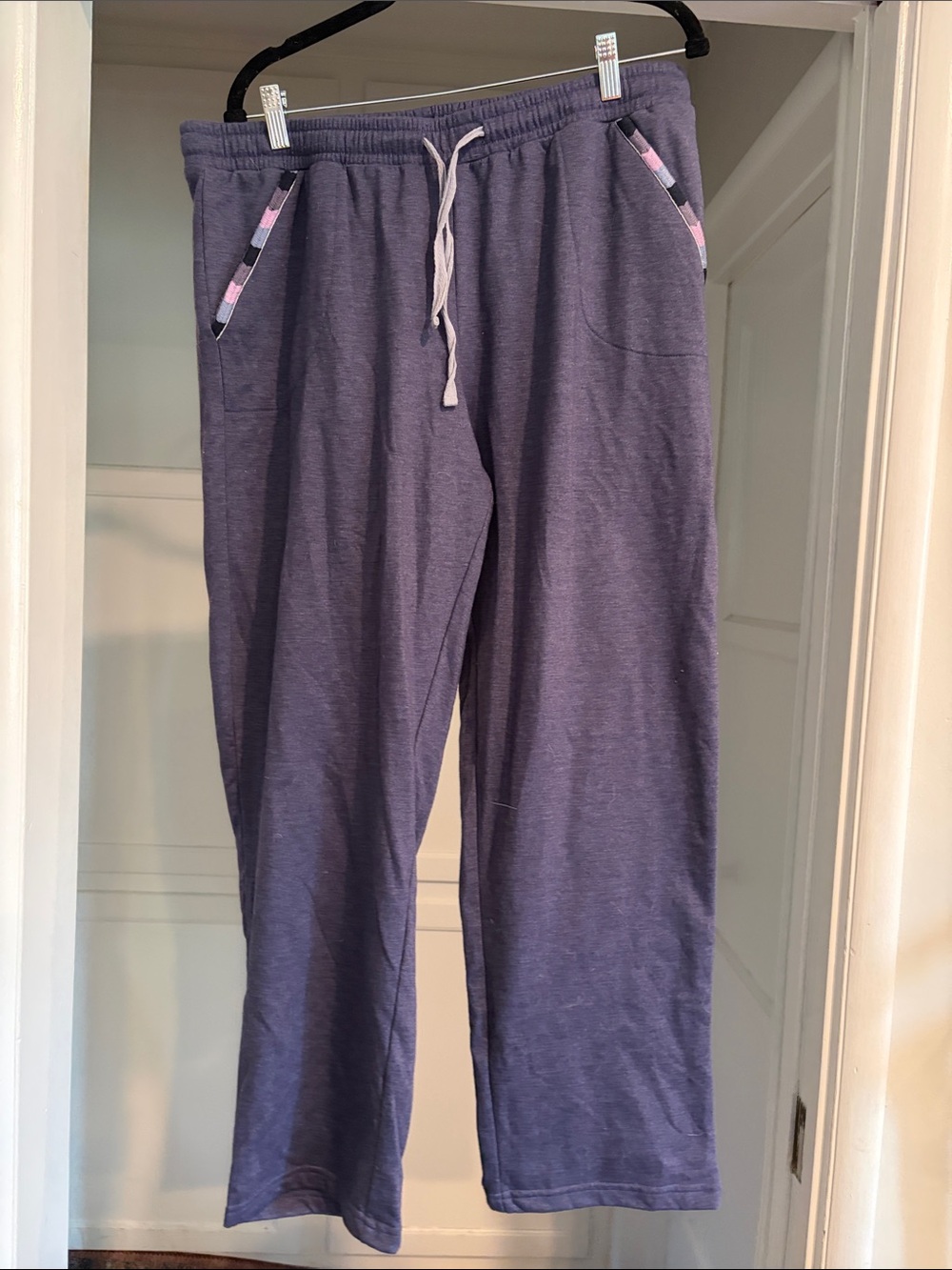 Adore Me Heather Purple Drawstring Sweat Pants with Stitched Pink Trim